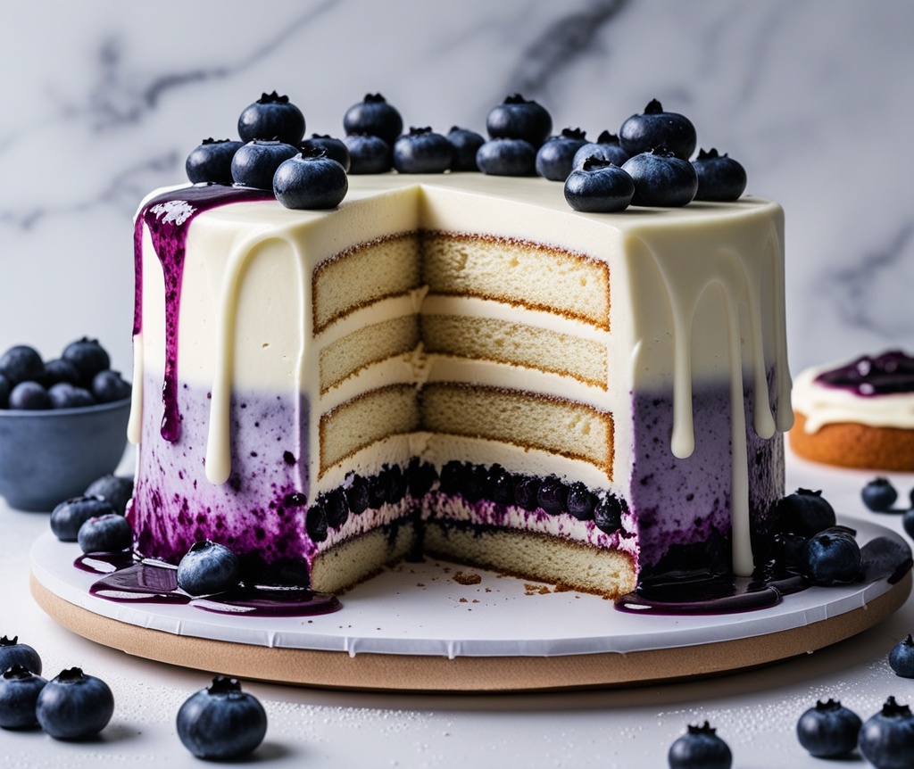 BlueBerry Cream Cheese Cake With Sponge