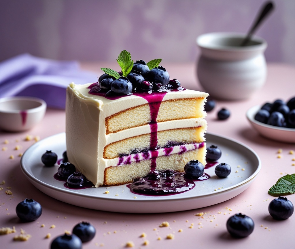 BlueBerry Cream Cheese Cake With Sponge